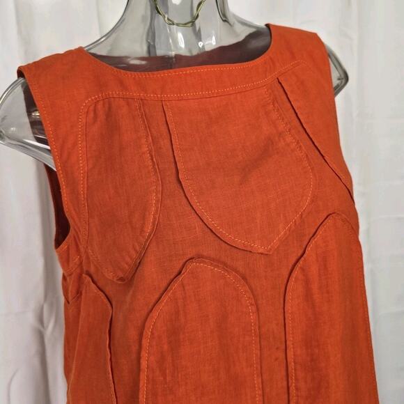 Agnona Made in Italy 100% Linen Orange Sheath Dress US Size 12 Italy Size 48 - Picture 2 of 11